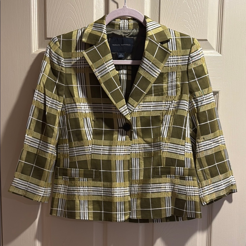 Green Plaid Women's Blazer